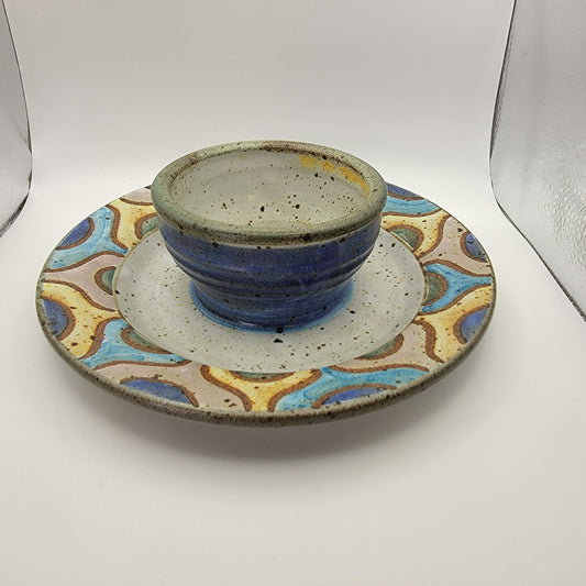 Small Art Pottery Chip and Dip