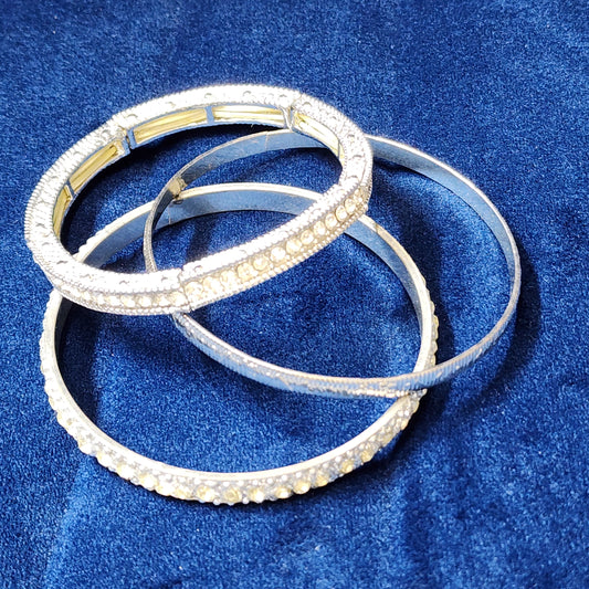 Lot of 3 Rhinestone Bangle Bracelets