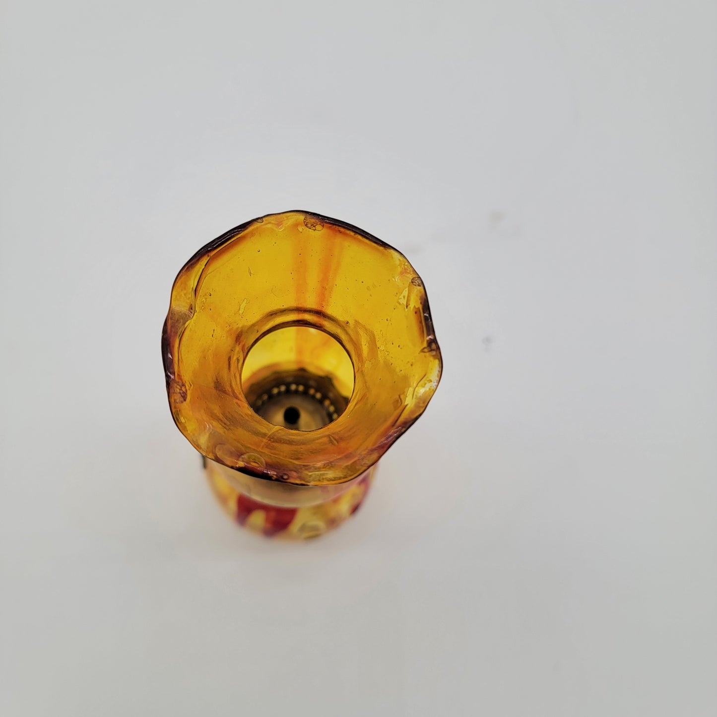 Miniature Oil Lamp Amber Stained Glass