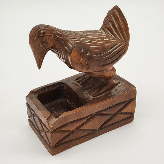 Vintage Carved Wood Bird Ashtray