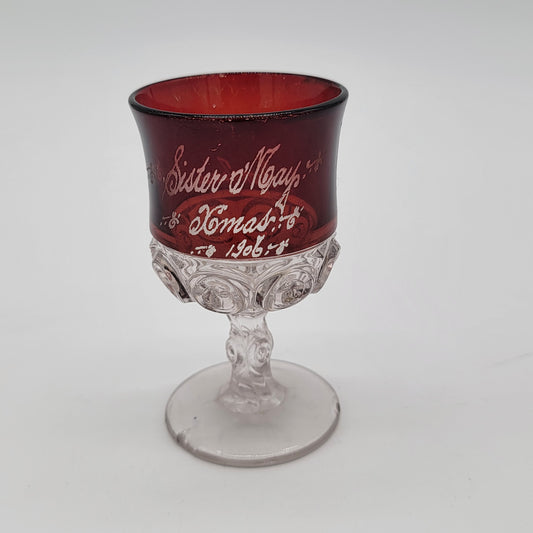 EAPG Ruby Flashed Souvenir Glass 1906