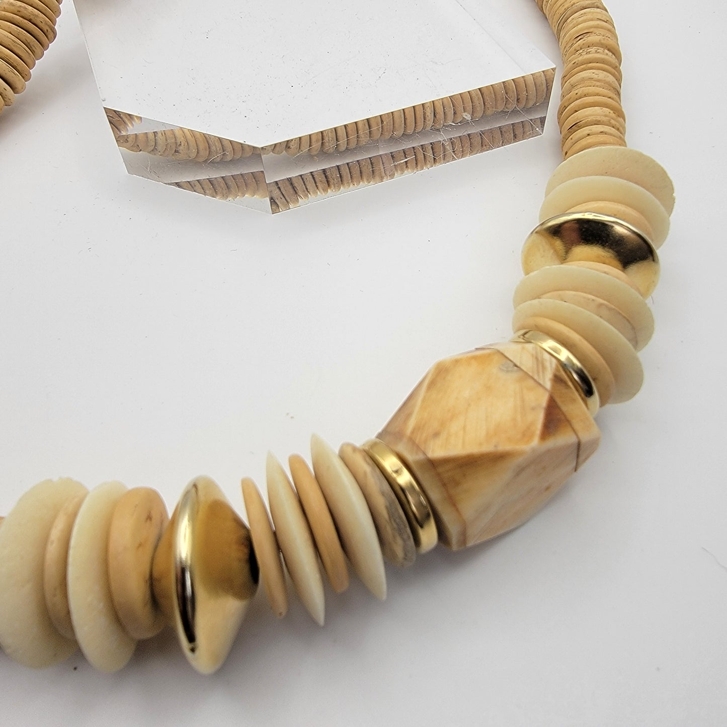 Boho Light Natural Wood Beaded Necklace