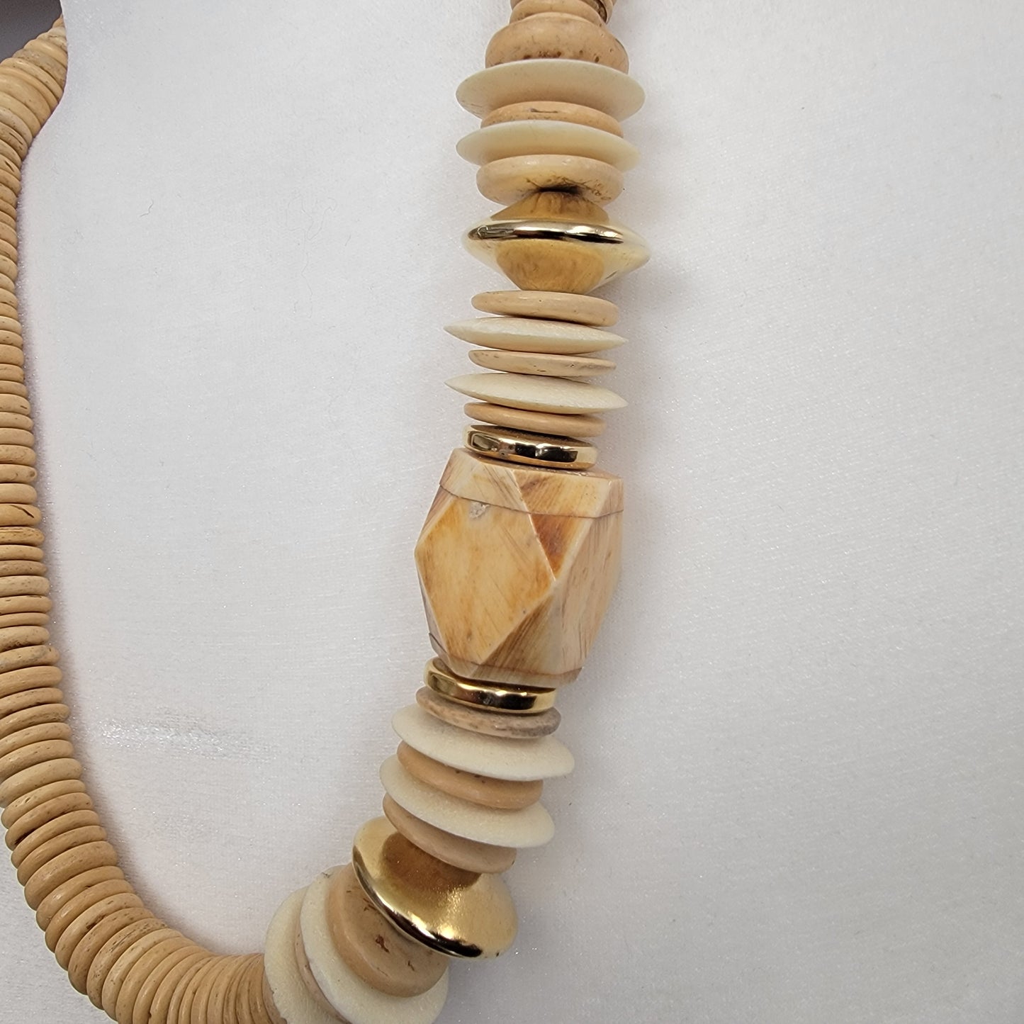 Boho Light Natural Wood Beaded Necklace