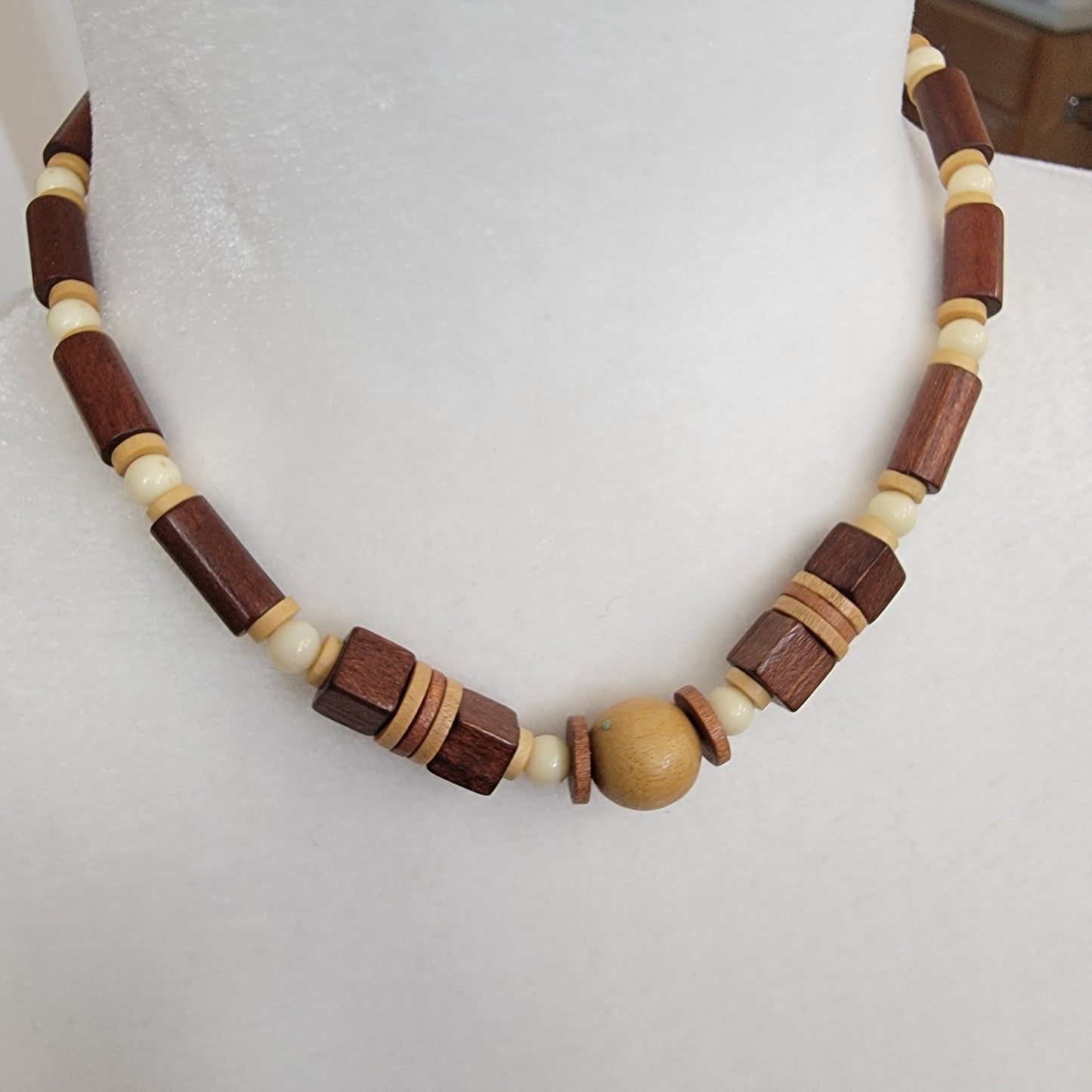 Earthy Tribal Wood Bead Necklace