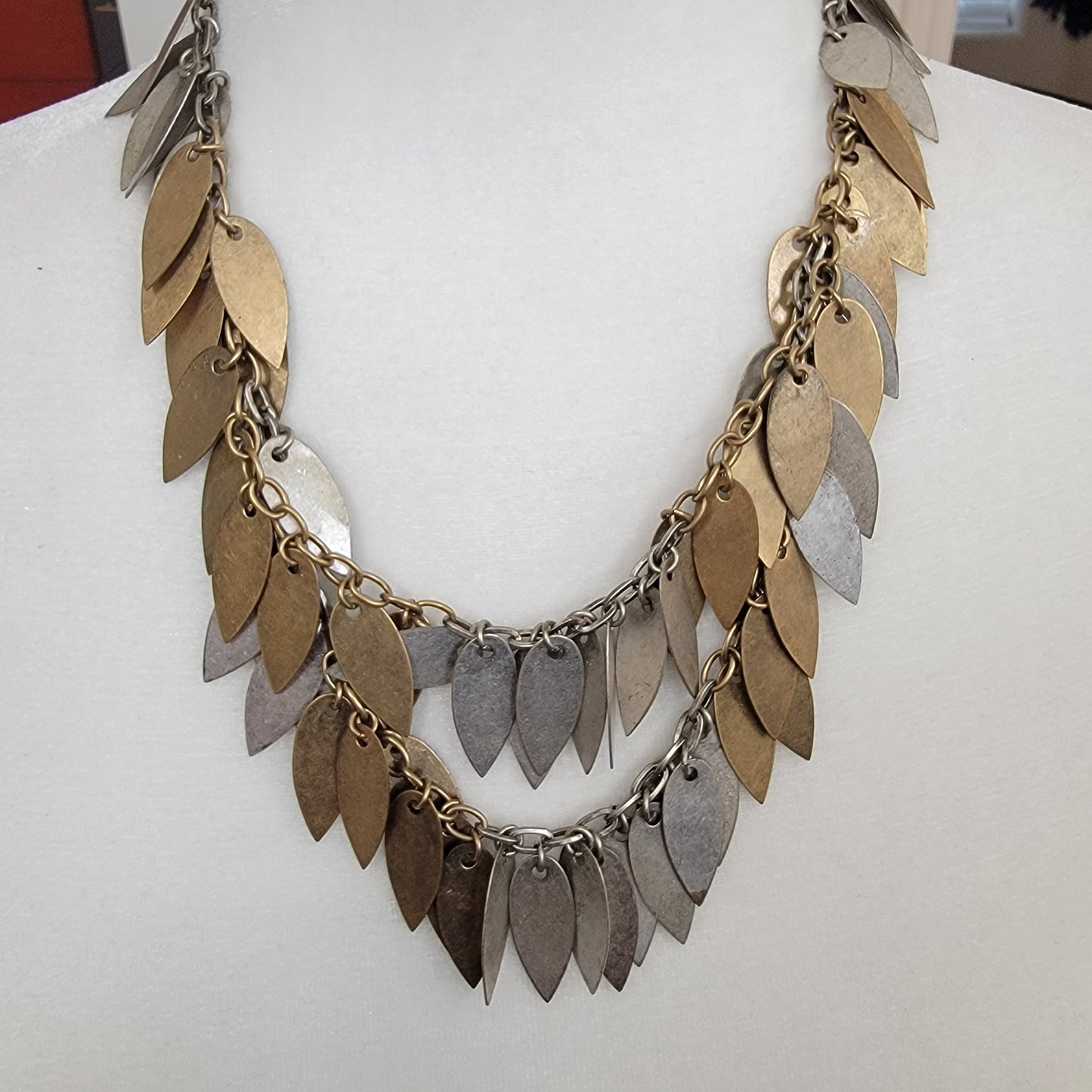 Chico's Multistrand Metal Leaf Necklace