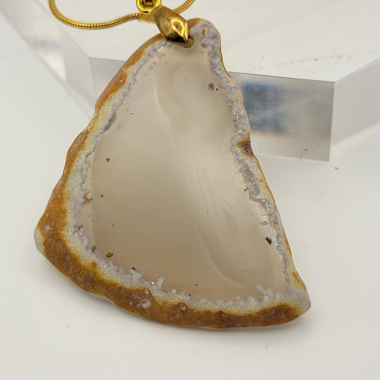 Triangular Agate Slice Pendant Necklace