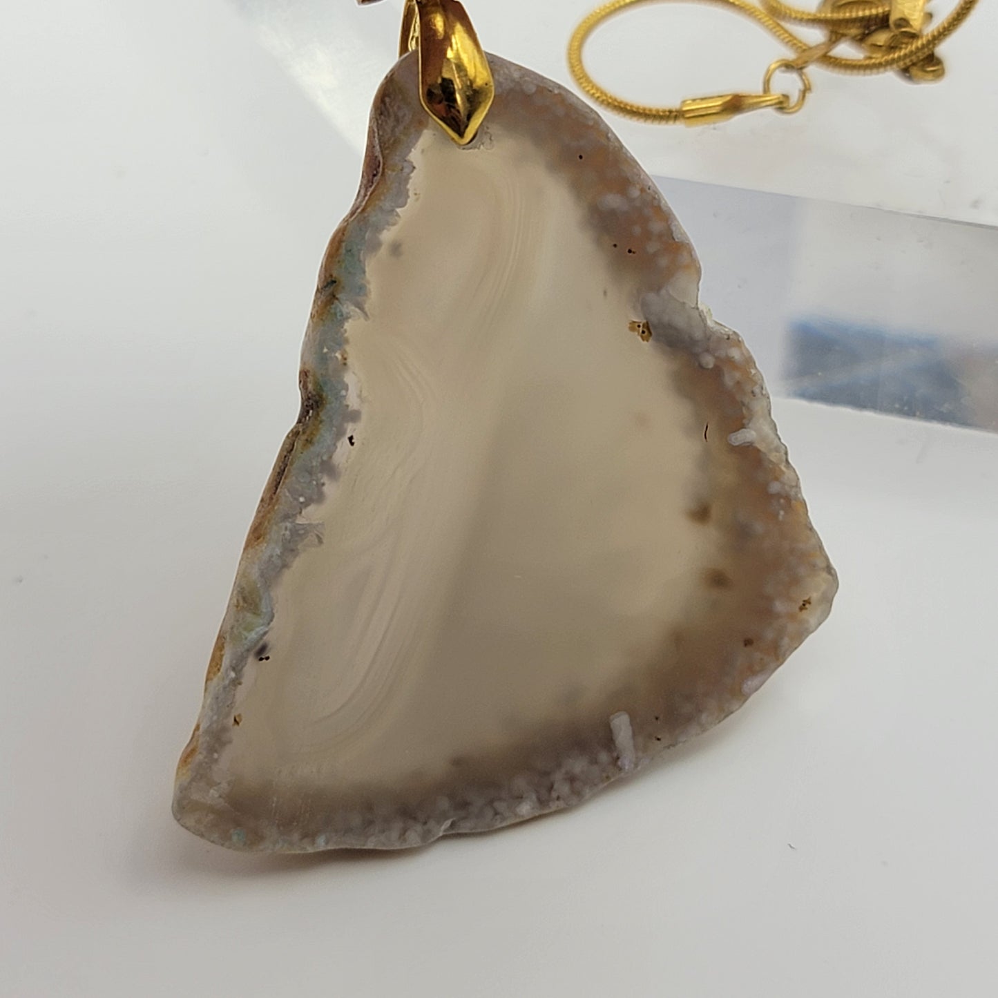 Triangular Agate Slice Pendant Necklace