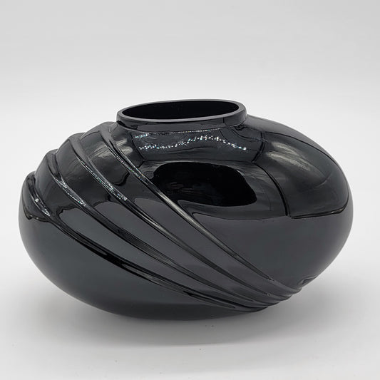 Modernist Black Glass Vase