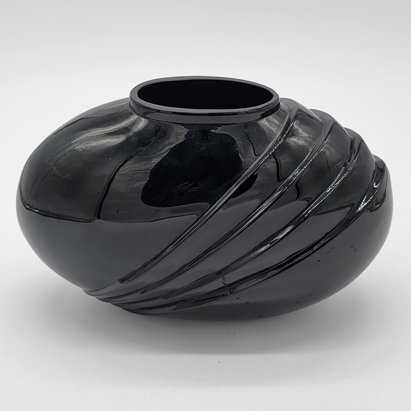 Modernist Black Glass Vase