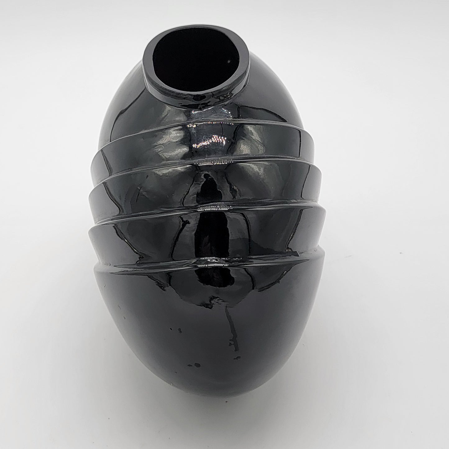 Modernist Black Glass Vase