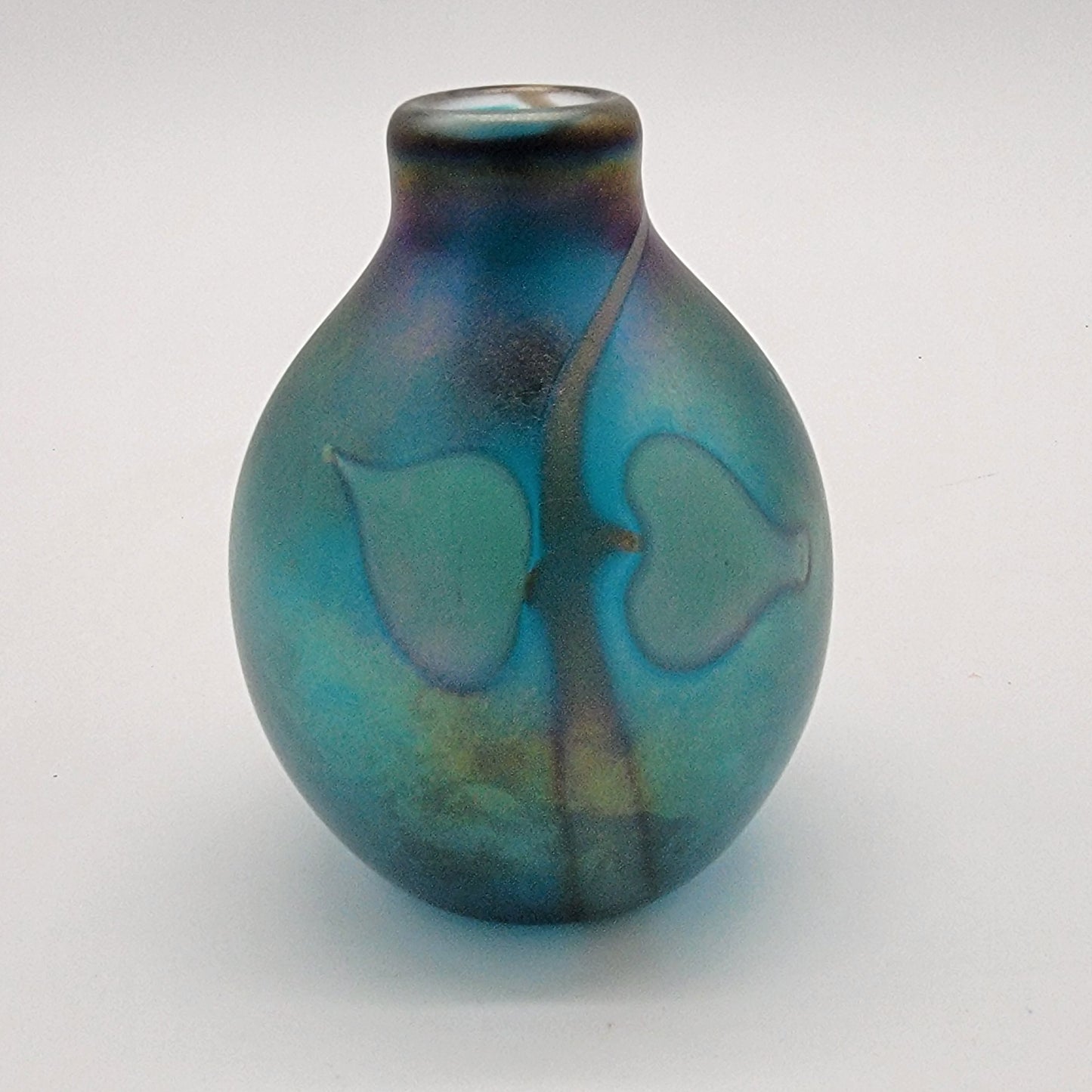 Jon Bush Favrile Iridescent Blue Glass Vase