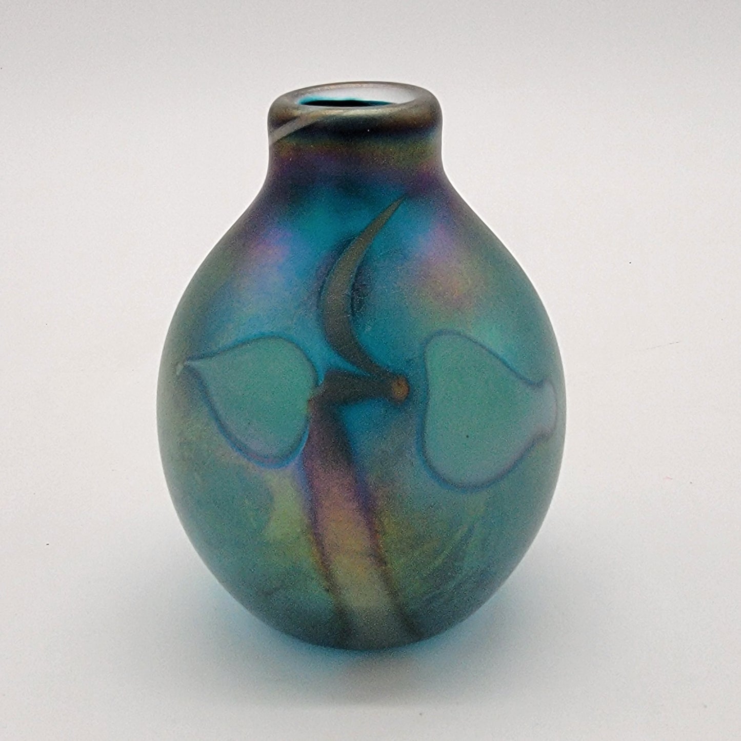 Jon Bush Favrile Iridescent Blue Glass Vase
