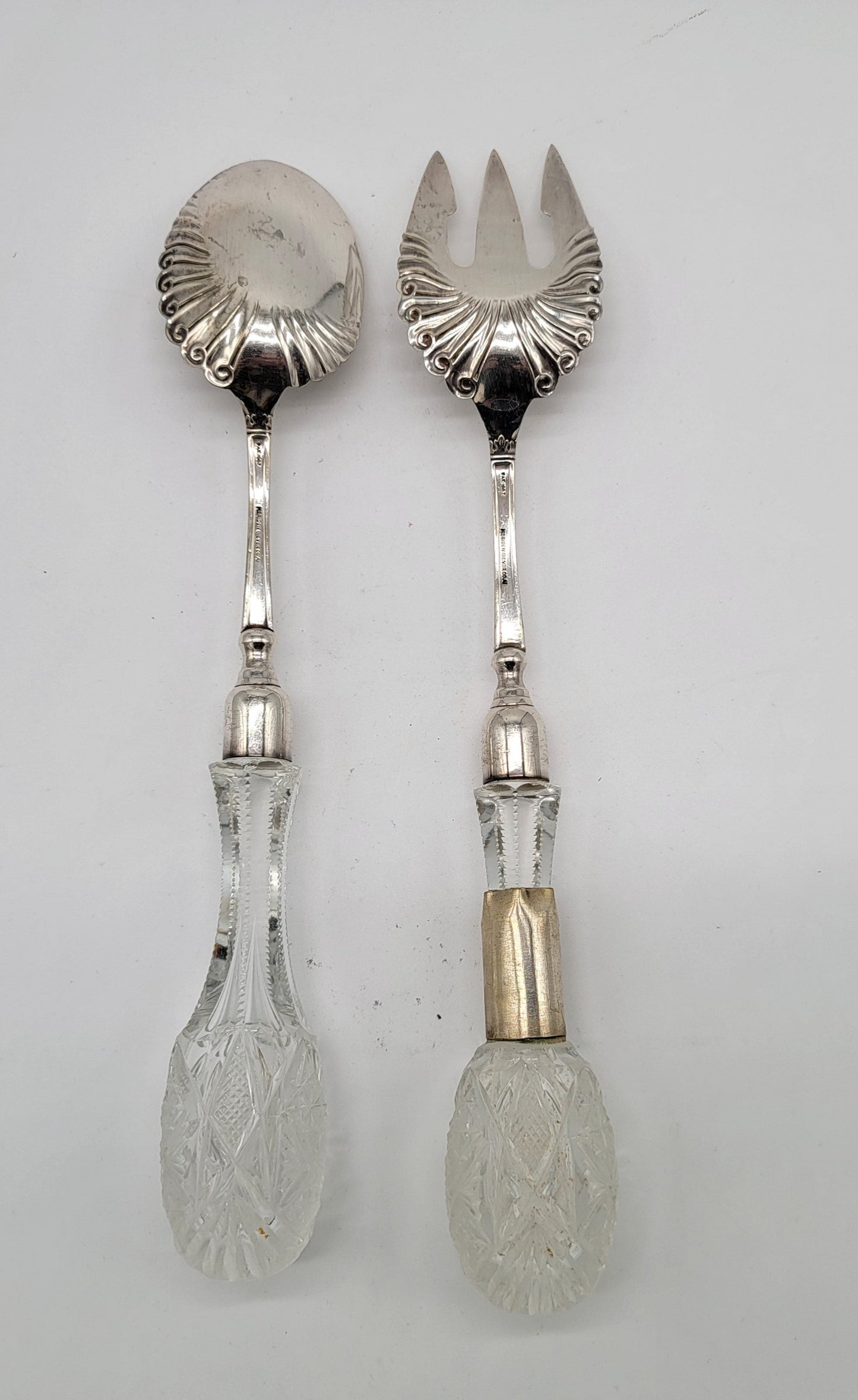 Antique Meridin Cut Crystal Serving Fork / Spoon