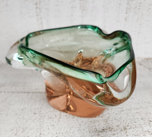 Bohemian Somerso Watermelon Art Glass Ashtray