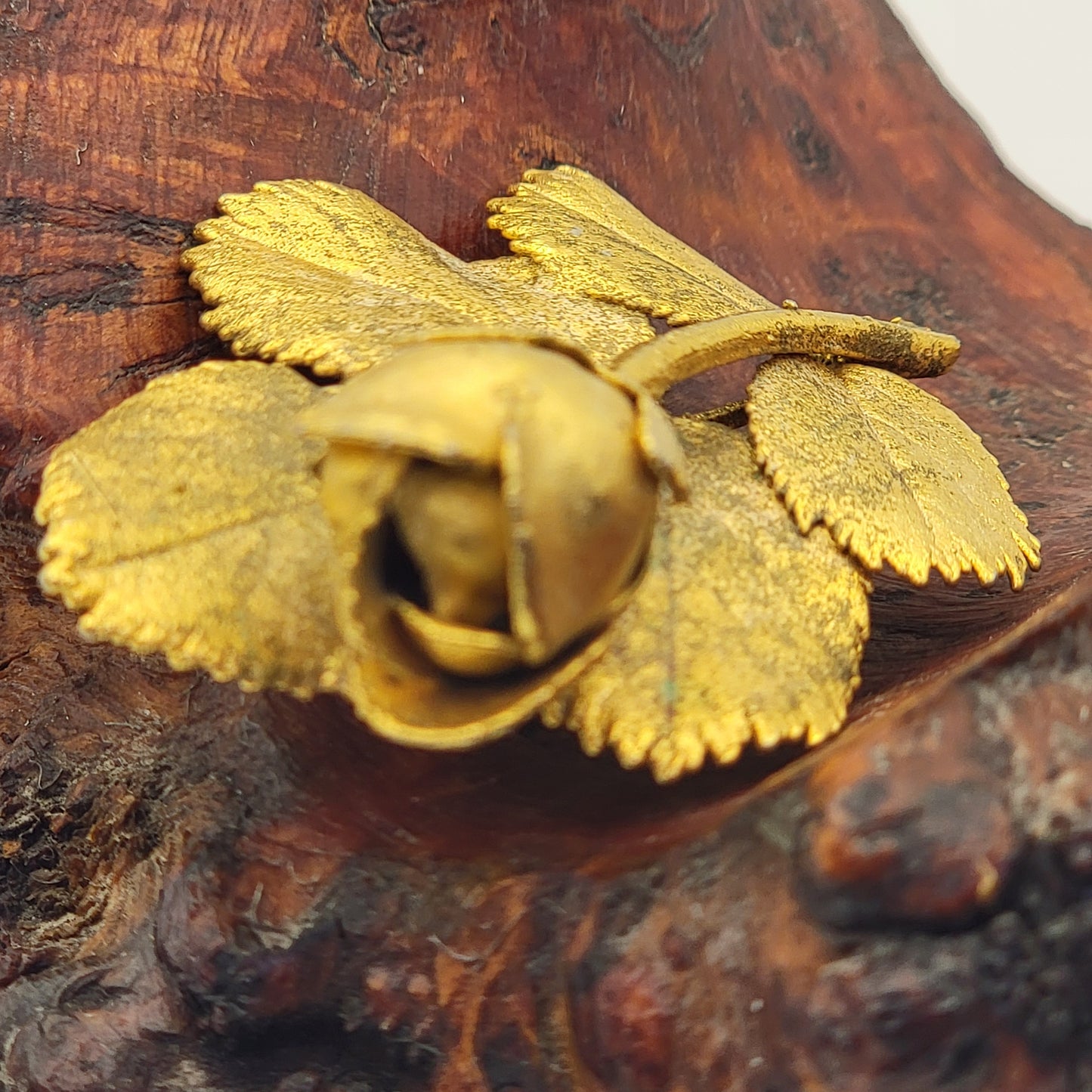 24K Gold Dipped Rose Bud Brooch