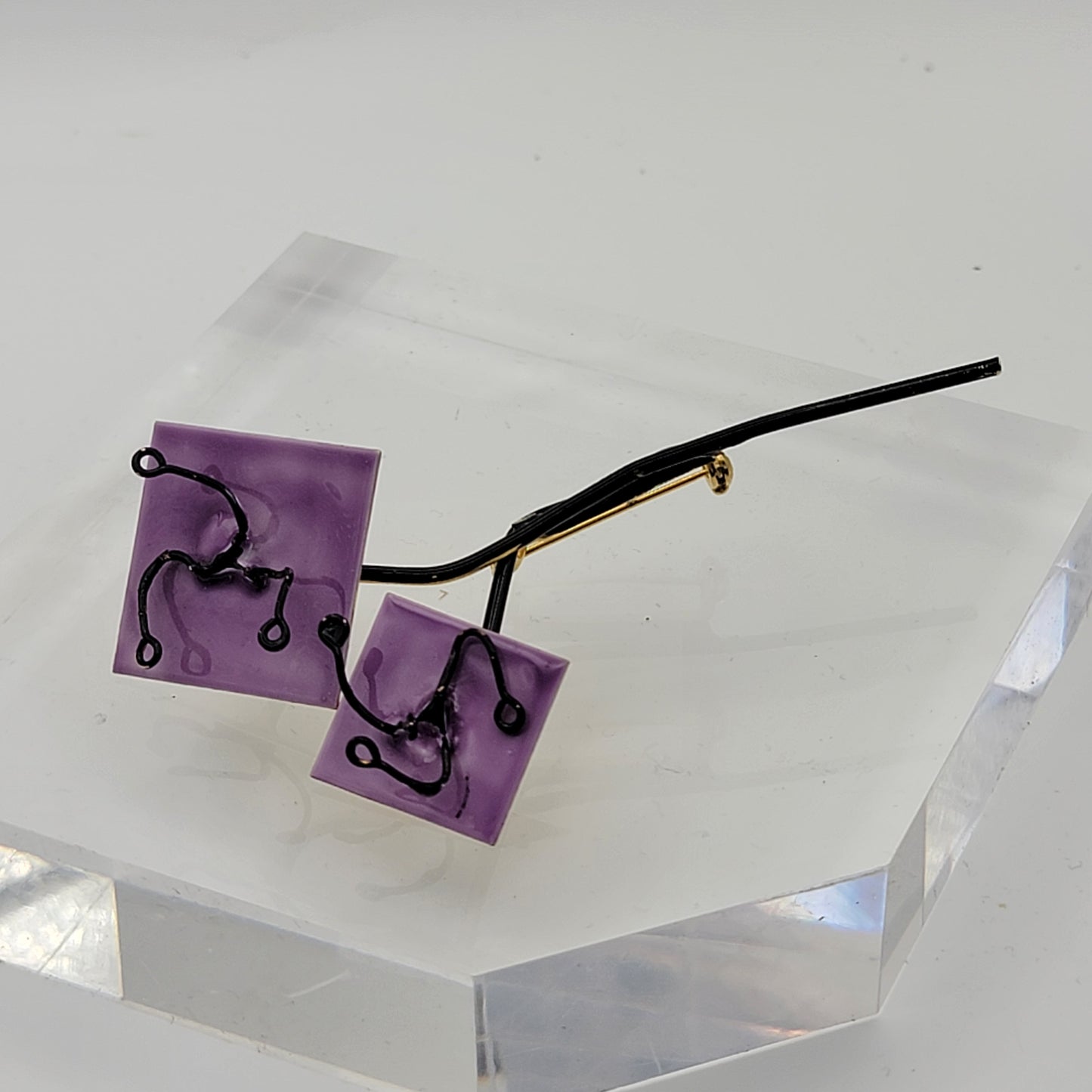 Sandor Modernist Square Purple Flower Brooch