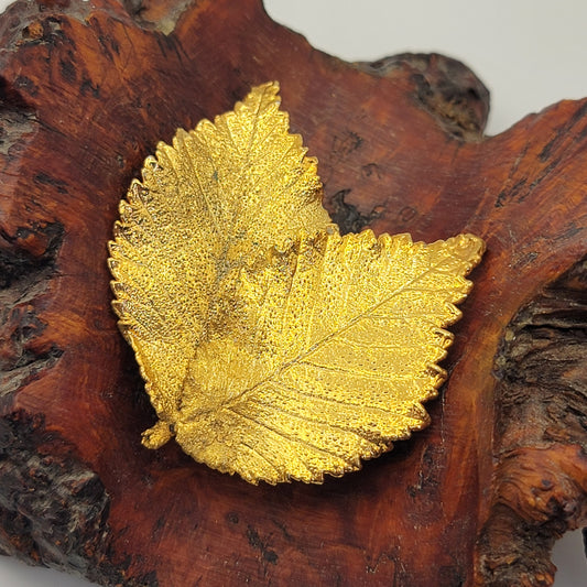 24K Gold Dipped Double Leaf Brooch
