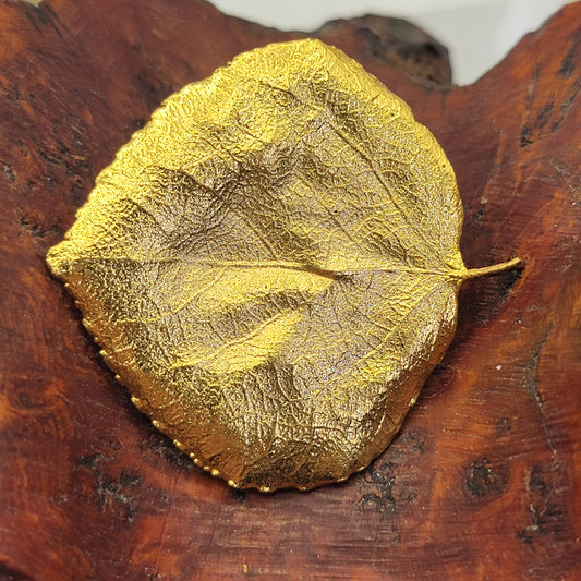 24K Gold Dipped Aspen Leaf Brooch