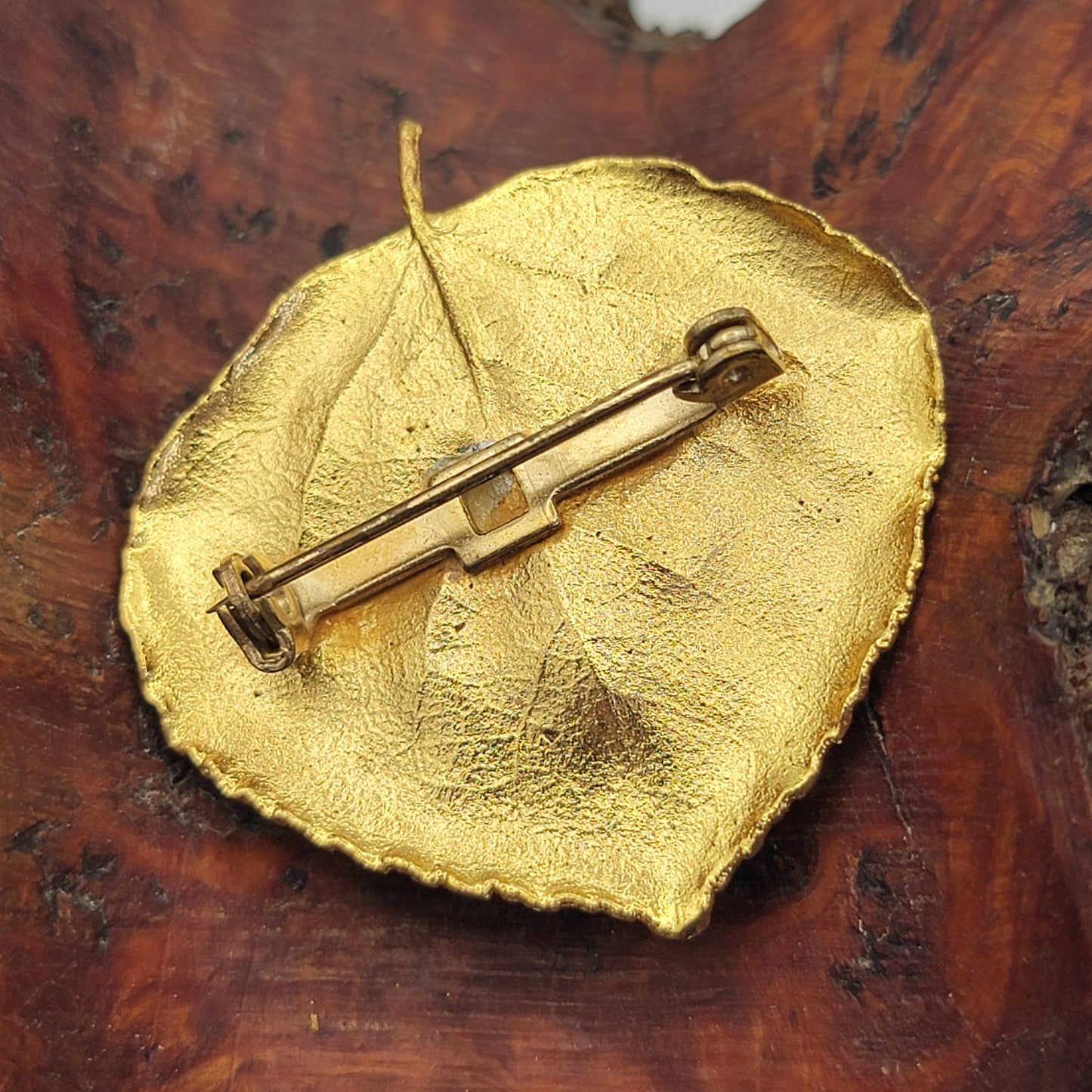 24K Gold Dipped Aspen Leaf Brooch