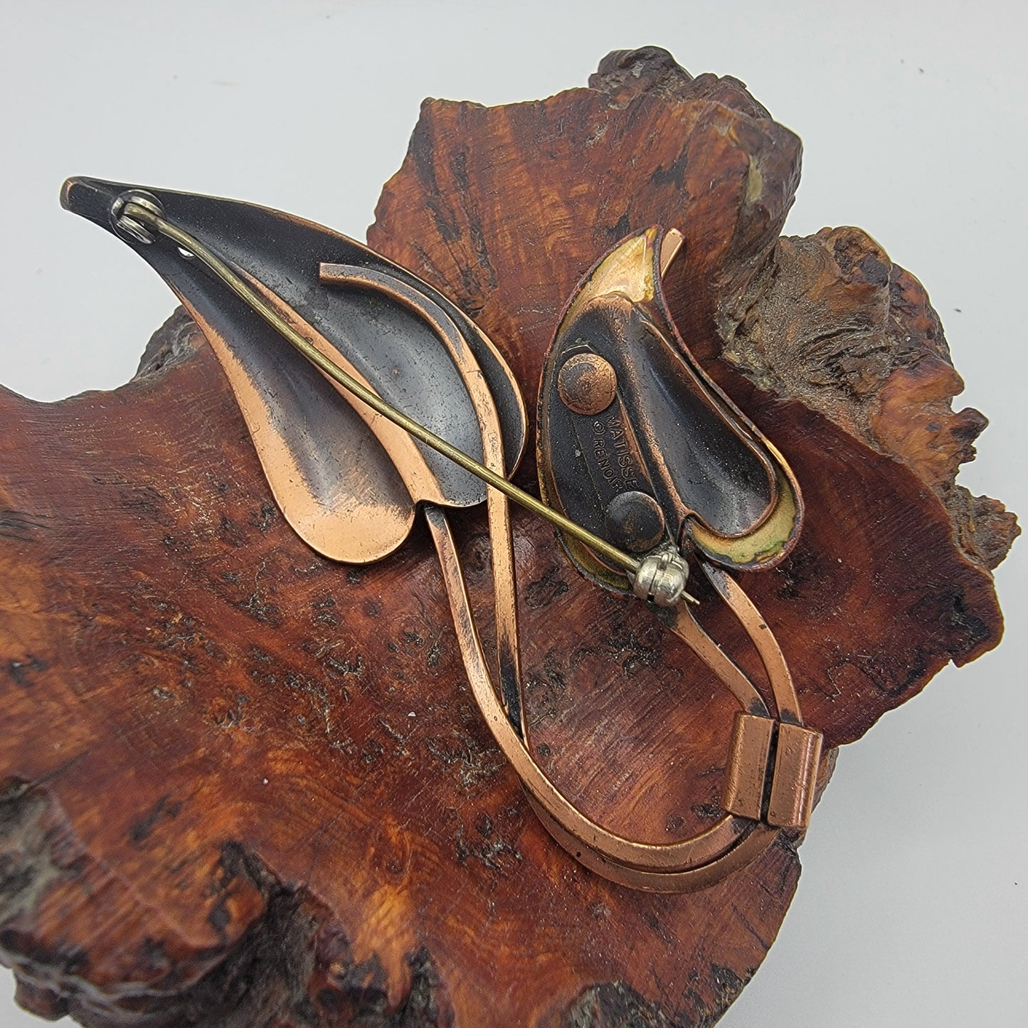 1950's Matisse Renoir  Copper Leaf Brooch