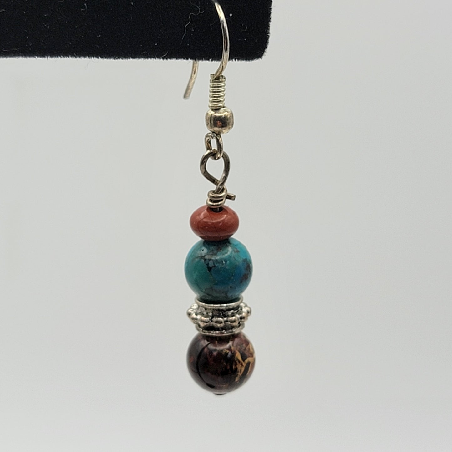 Turquoise and Coral Dangle Earrings