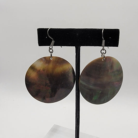 Black Mother of Pearl Disc Earrings