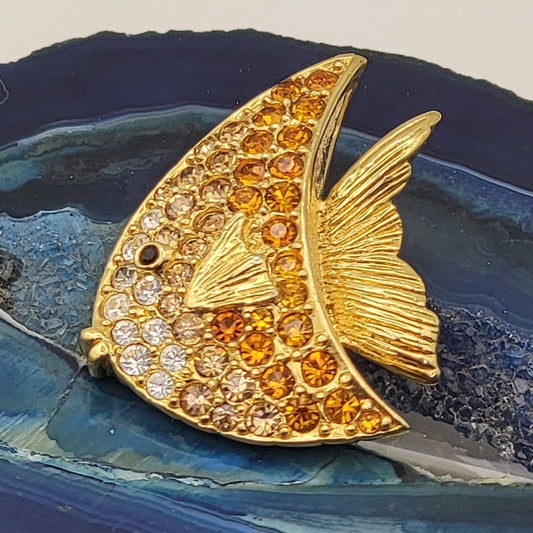 Vintage Carolee Rhinestone Fish Pin