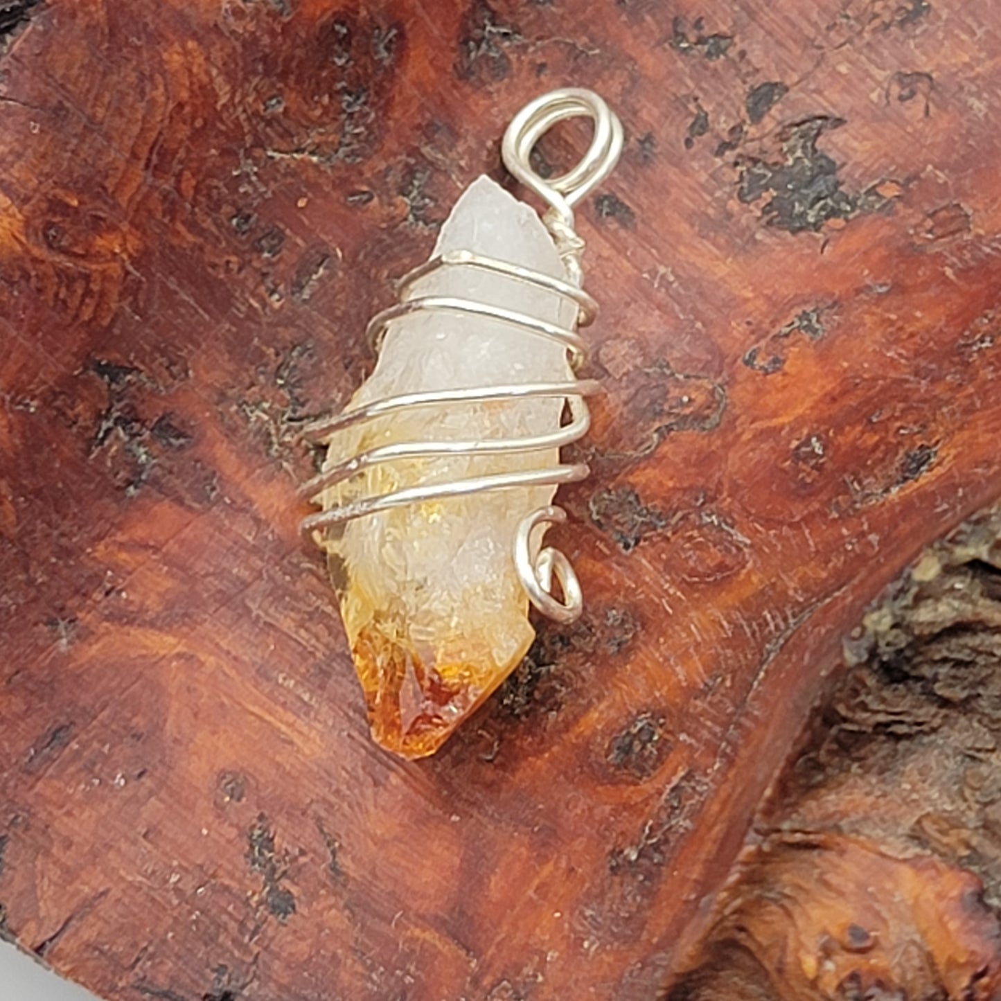 Wrapped Rough Citrine Pendant