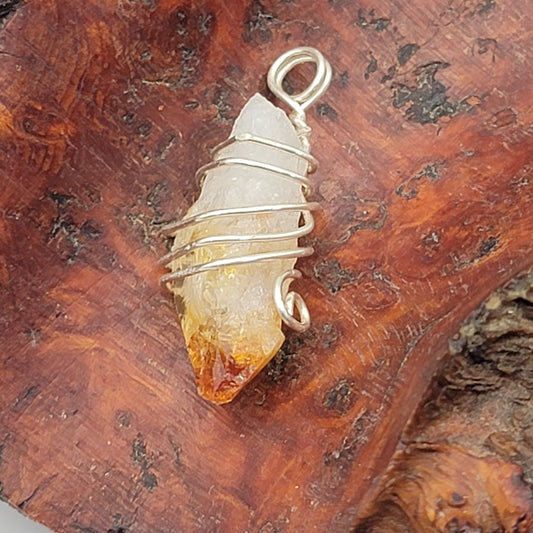 Wrapped Rough Citrine Pendant