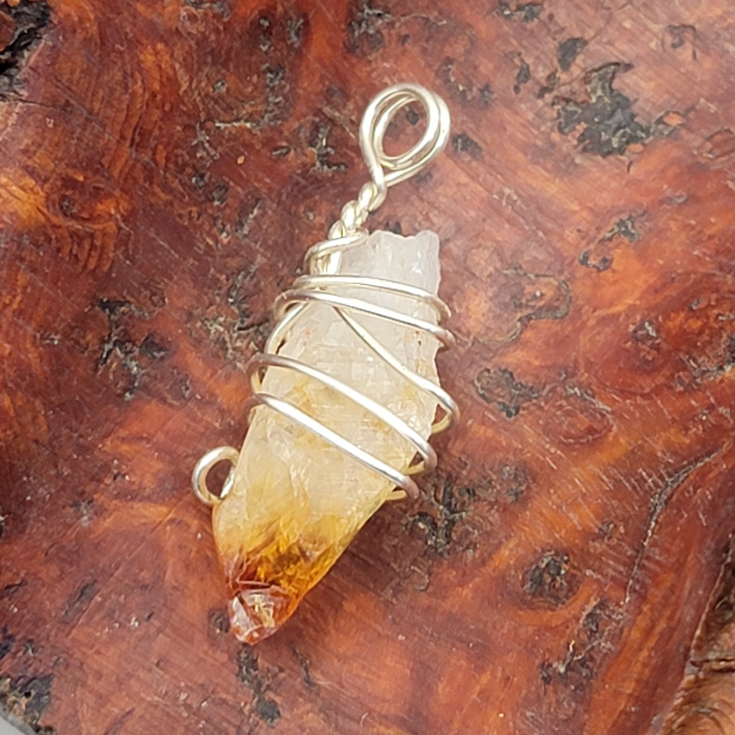 Wrapped Rough Citrine Pendant