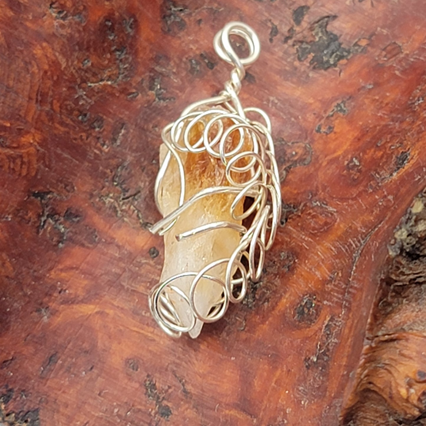 Wrapped Rough Citrine Pendant