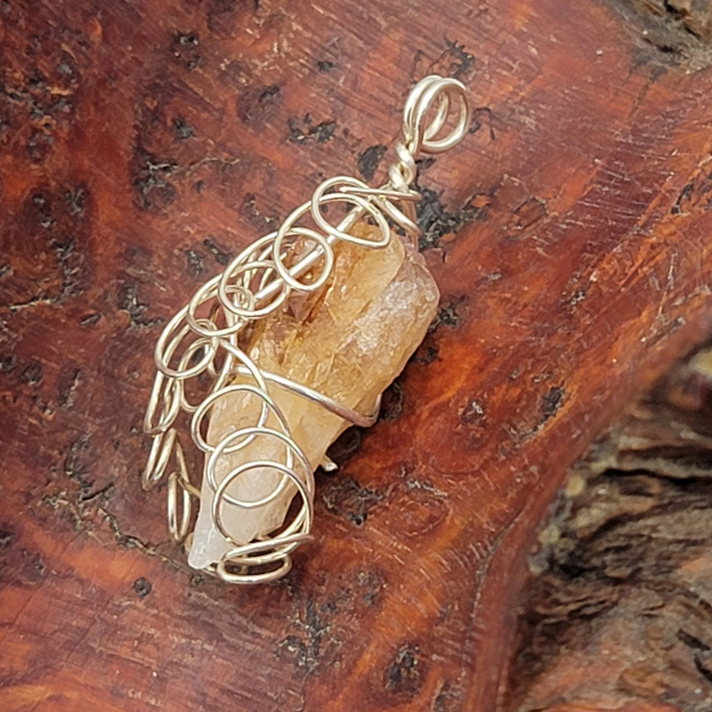 Wrapped Rough Citrine Pendant