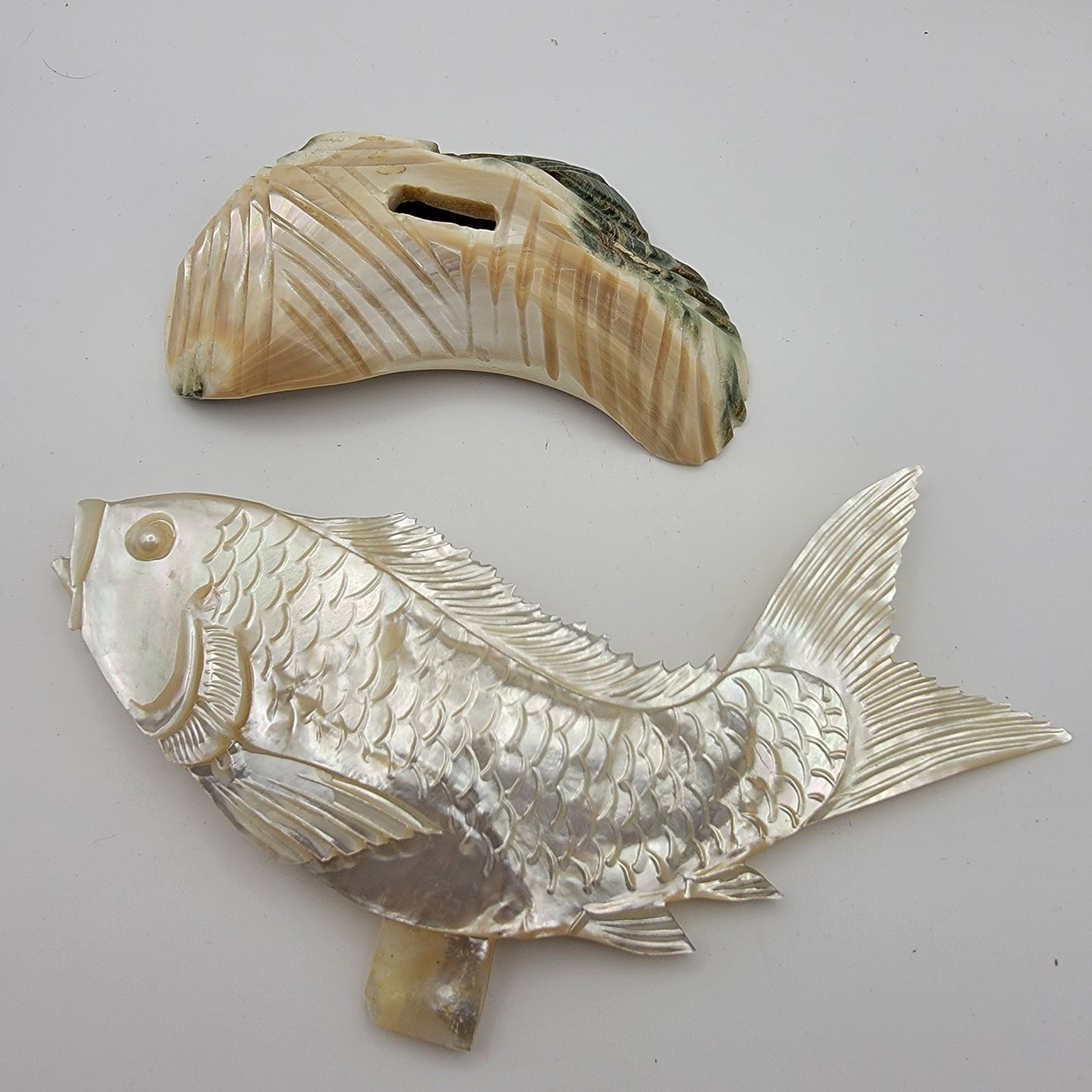 Carved Mother of Pearl Shell Fish Sculpture