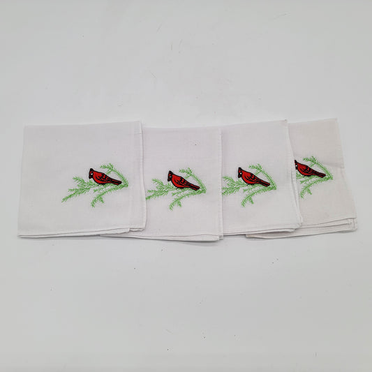 Set of Embroidered Napkins - Cardinals