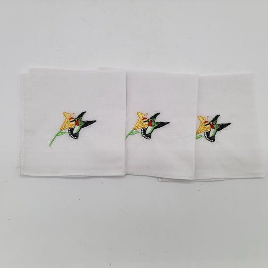 Set of Embroidered Napkins - Hummingbirds