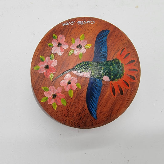 Wood Hummingbird Trinket Box