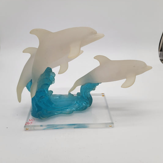 Frosted Lucite Dolphin Sculpture