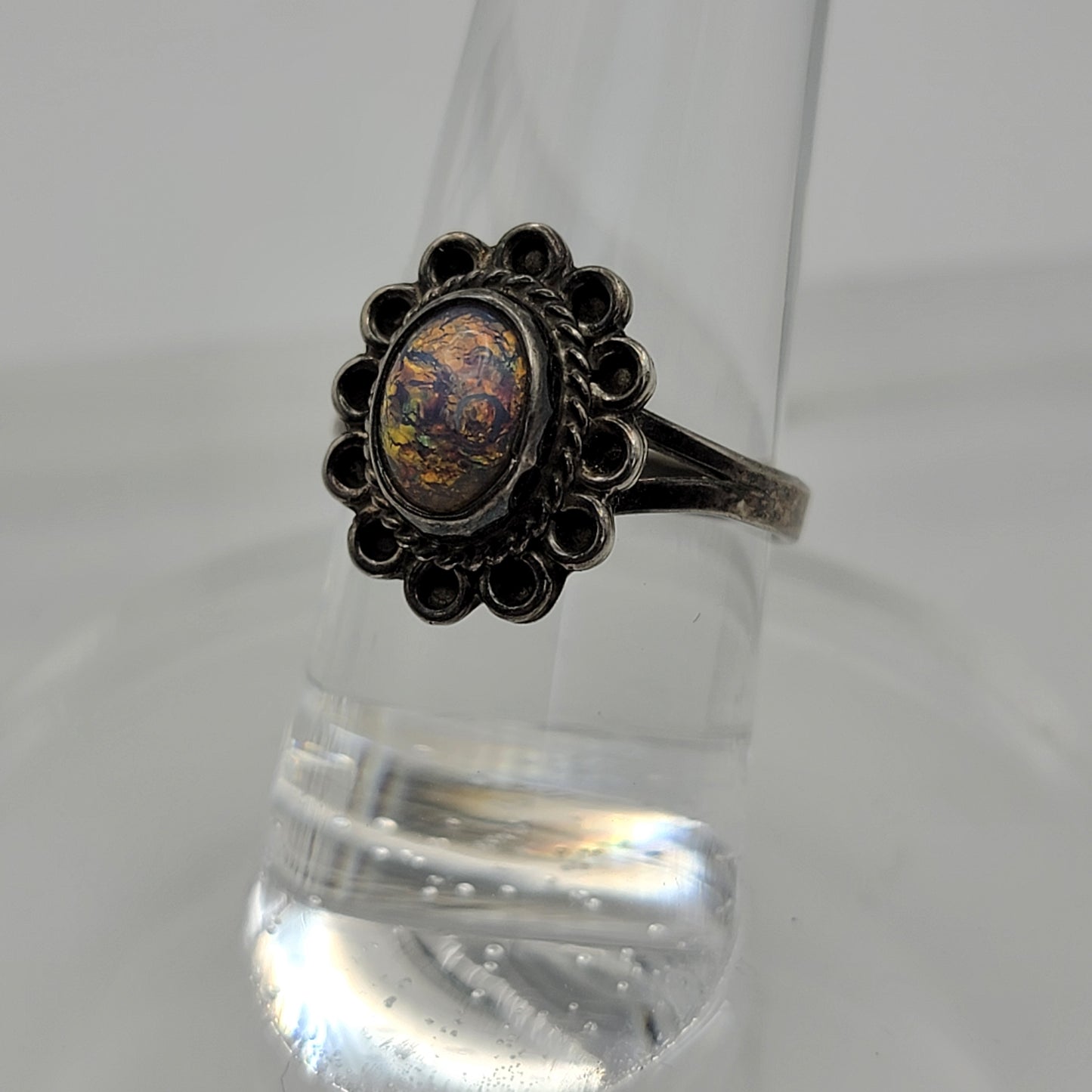 925 Silver Opal Ring Size 5.5