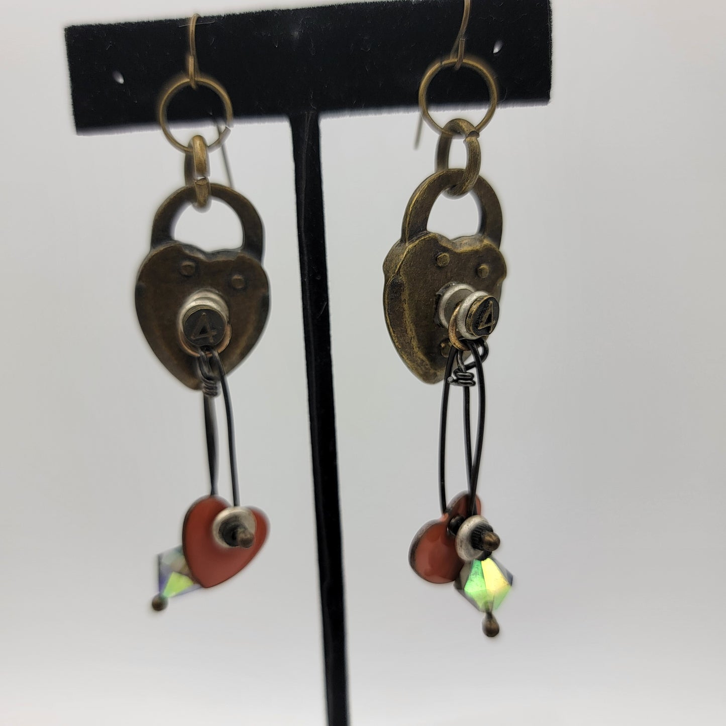 Heart Padlock Dangle Earrings