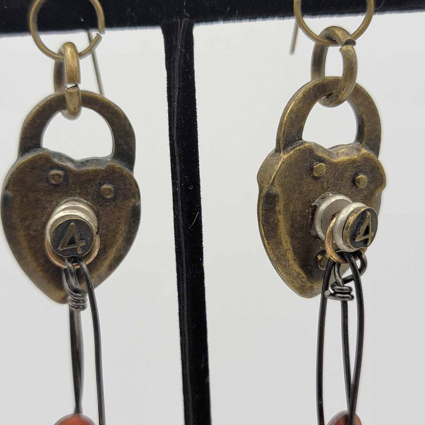 Heart Padlock Dangle Earrings