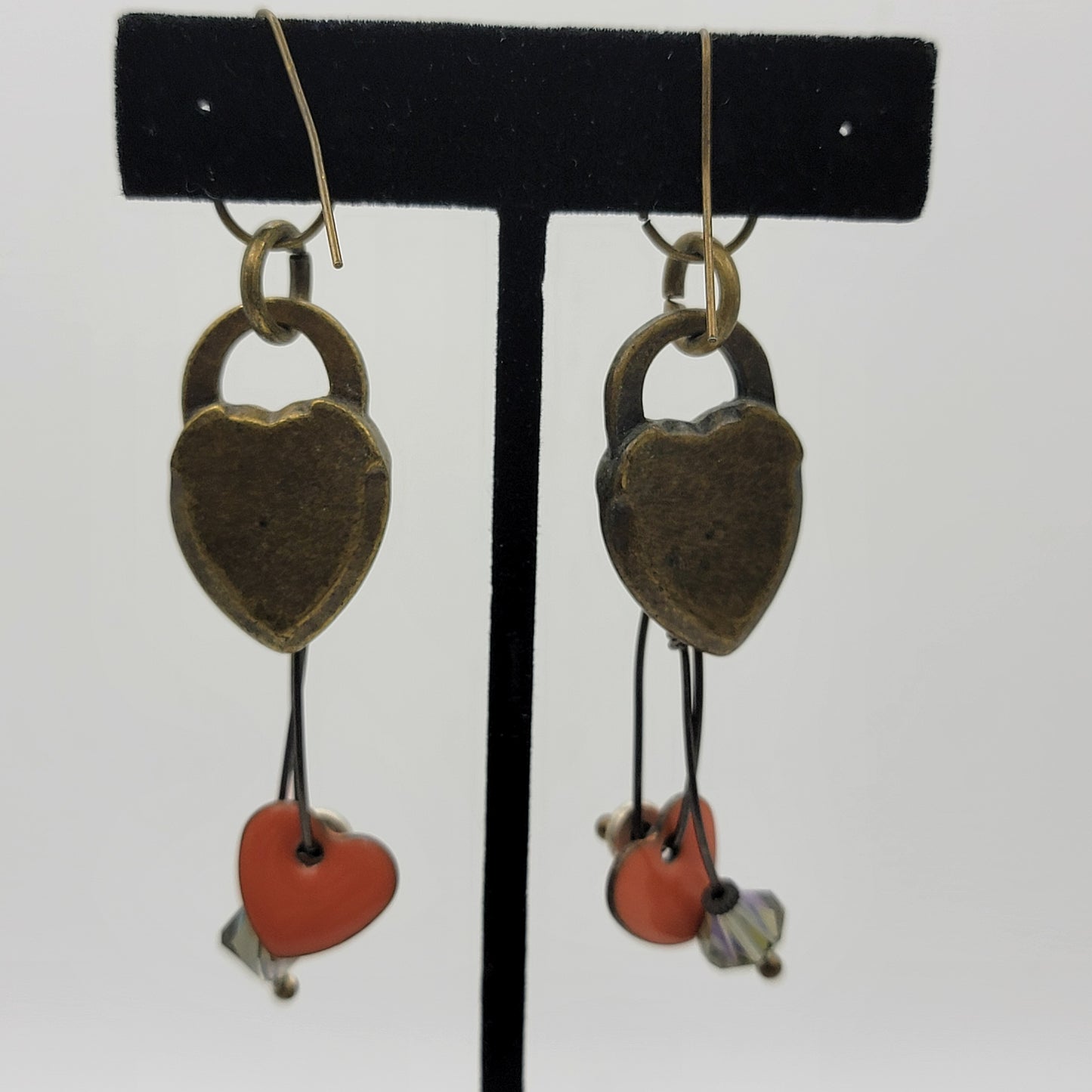 Heart Padlock Dangle Earrings