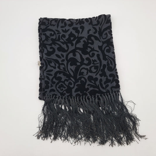 Black Velvet Burnout Scarf 100% Silk