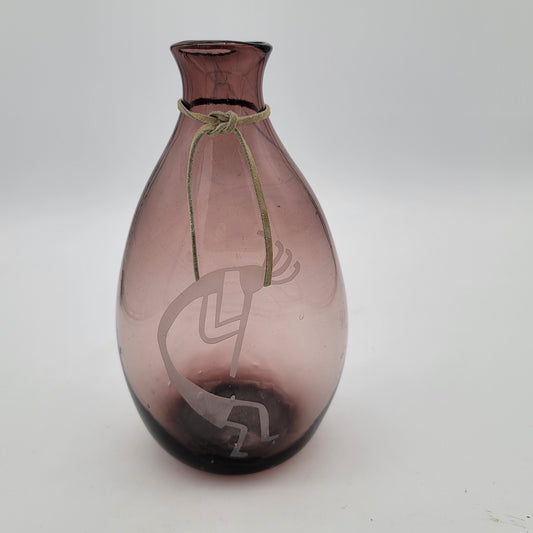 Kate Errett Etched Glass Bottle with Kokopelli