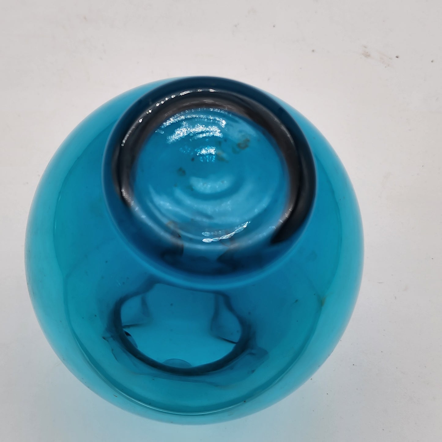 Morgantown Blue Glass Vase Ruffled Edge
