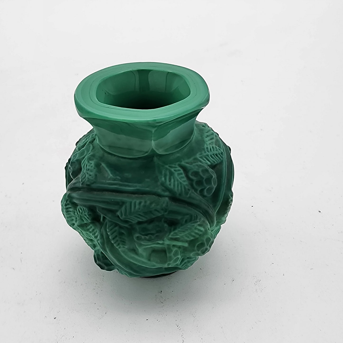 1930's Czech Jade Malachite Glass Vase