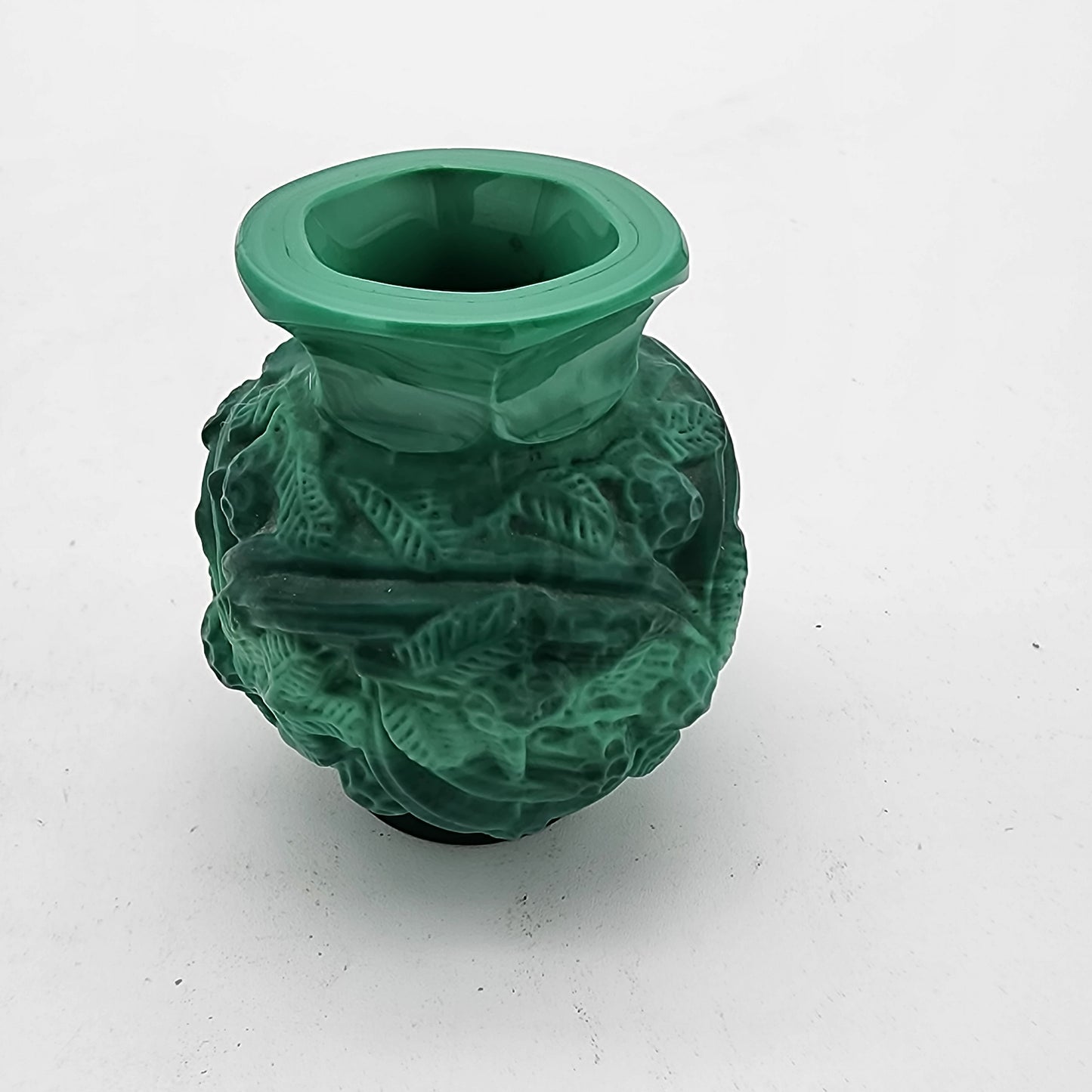 1930's Czech Jade Malachite Glass Vase