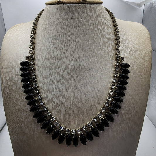 Vintage Black Rhinestone Necklace