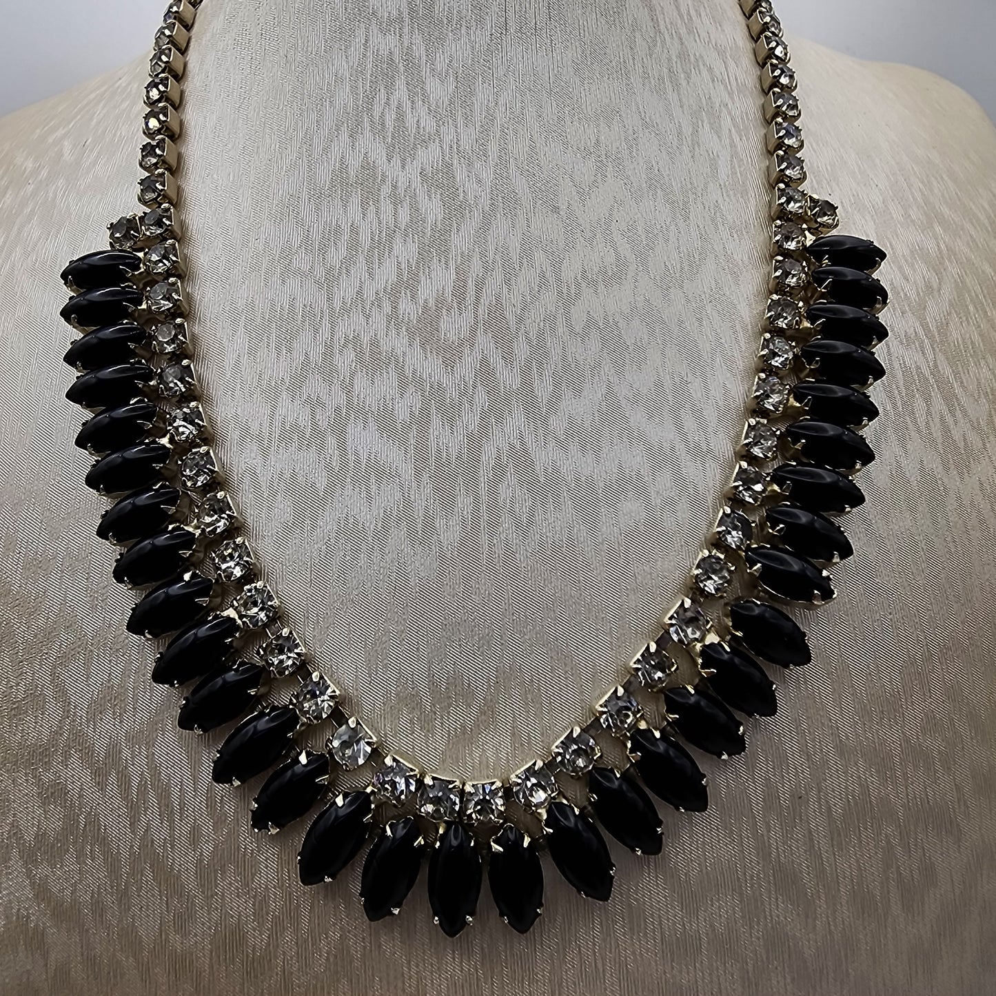 Vintage Black Rhinestone Necklace