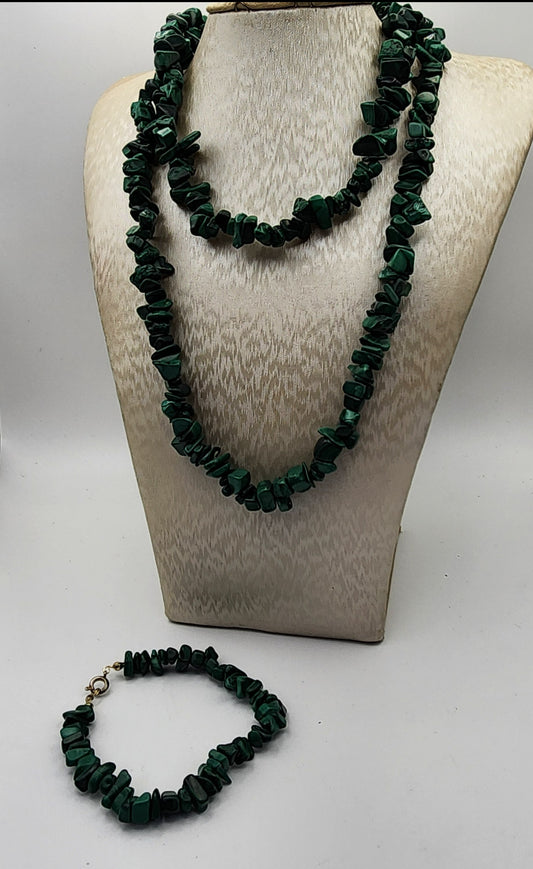 Malachite Bracelet and Necklace Set