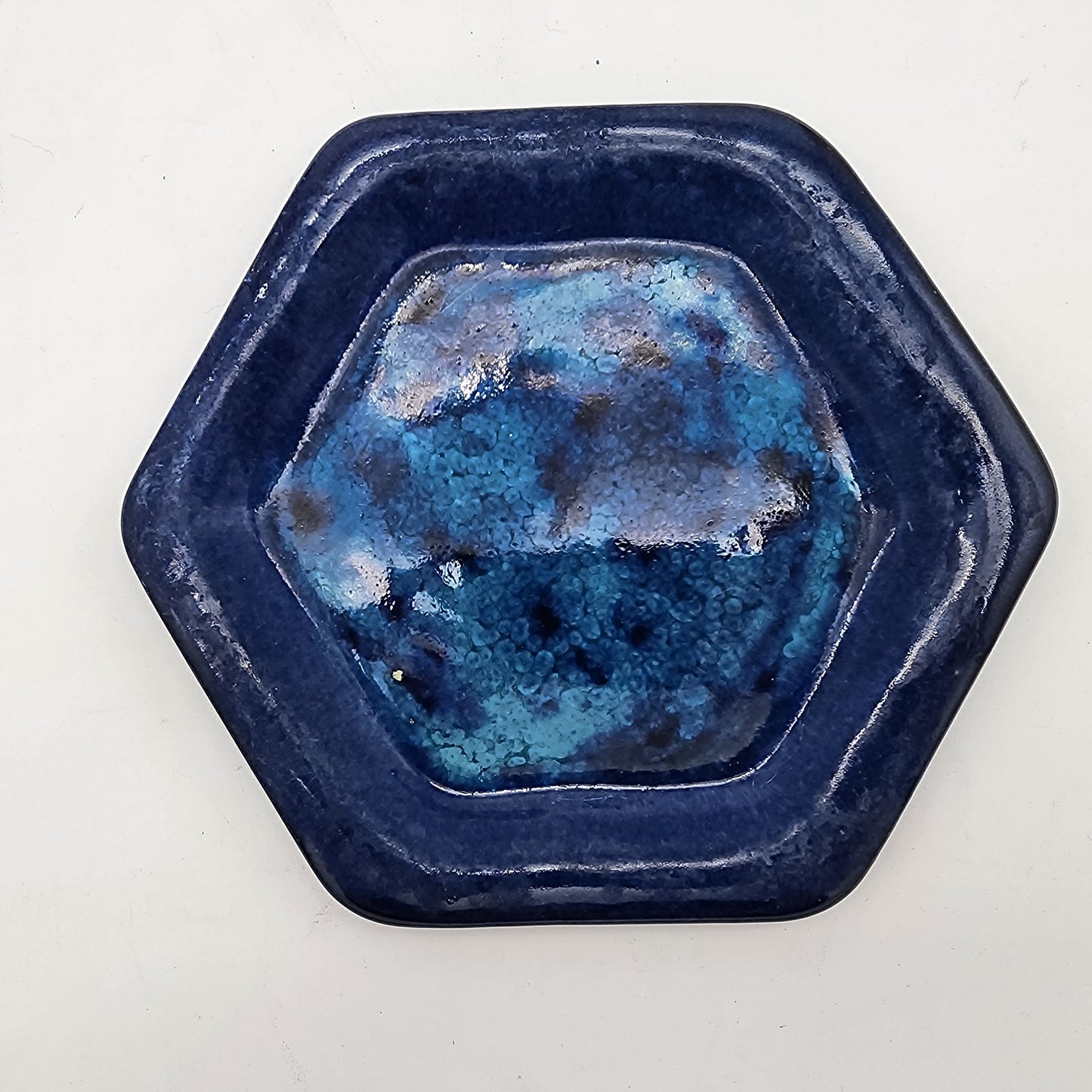 Bob Nuthouse Blue Pottery Hexagon Bowl